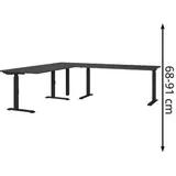 Germania Mailand höhenverstellbarer Schreibtisch grafit L-Form, C-Fuß-Gestell schwarz 260,0 x 220,0 cm