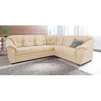 Ecksofa SIT & MORE "Savona L-Form", beige (creme), B:262cm H:90cm T:212cm, PRIMABELLE-Microfaser (100% Polyester), SOFTLUX/Struktur (Korpus in Kunstleder, Sitz und Rücken in Strukturstoff aus 75% Polyester und 25% Viskose), Kunstleder SOFTLUX, NaturLEDER (echtes Rindsleder), Korpus in Kunstleder SOFTLUX, Sofas, wahlweise mit Bettfunktion, inklusive Federkern, frei im Raum stellbar