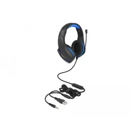 DeLock Headset kabelgebunden Schwarz, Blau Mikrofon-Rauschunterdrückung Headset Gaming