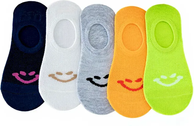 5 Paar unsichtbare gestreifte kurze Damensocken mit Mesh-Optik, Typ D