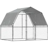 vidaXL Hundezwinger mit Dach und Tür 285 x 195 x 230 cm Stahl Silber