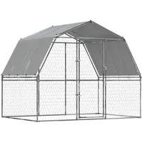 vidaXL Hundezwinger mit Dach und Tür 285 x 195 x 230 cm Stahl Silber