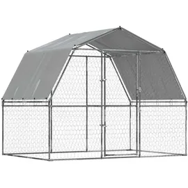 vidaXL Hundezwinger mit Dach und Tür 285 x 195 x 230 cm Stahl Silber