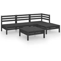 vidaXL 5-tlg Garten-Lounge-Set Massivholz Kiefer Schwarz