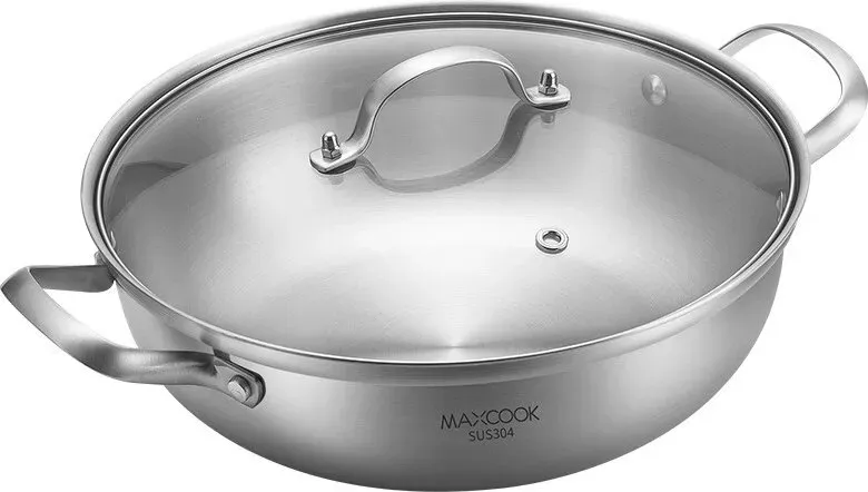Maxcook Tri-Ply 304 Edelstahl-Topf mit Glasdeckel 30cm MCT2027