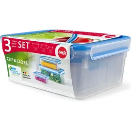 Emsa Clip & Close rechteckig blau 1,0 l / 2,3 l / 3,7 l 3-teilig