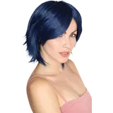 Prettyland blau-schwarz kurze Mittel-lange Perücke mit Pony Gestuft fransig Damen & Herren natürliche perücke Wig C1251