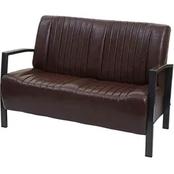 Mendler 2er Sofa HWC-H10, Couch Zweisitzer, Metall Kunstleder Industrie-Design ~ vintage braun