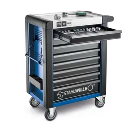 Stahlwille Werkstattwagen 8 Schubladen Edelstahl 720 x 496 x 863 mm blau/schwarz