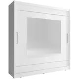 Feldmann-Wohnen Schiebetürenschrank, Weiß, Holz, 4 Fächer, Rechteckig, 180x200x62 cm, Schlafzimmer, Kleiderschränke, Schwebetürenschränke