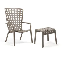 Nardi - Folio verstellbarer Outdoor-Sessel + Poggio Hocker, tortora