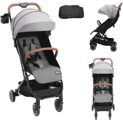 VEVOR Kinderwagen für Neugeborene und Kleinkinder, verstellbar, mit einem Klick zusammenklappbar, Dunkelgrau