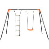Kettler Doppelschaukel Combi mit Strickleiter,grau | orange,