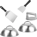 Relaxdays Burgerpresse 5-teilig Edelstahl Silber