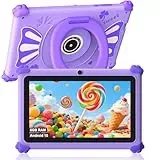 ascrecem Kinder Tablet 7 Zoll Android 15 Tablet Kinder mit 2.4G+5G WiFi6 Penta Core 6GB RAM 32GB ROM Kindertablet Widevine L1 Dual Kamera 128GB Erweiterun Kindersicherung Lernspiele (Lila)