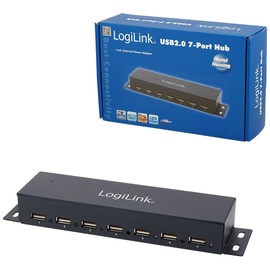 Logilink Wallmount USB-Hub, 7x USB-A 2.0, USB-B 2.0 [Buchse] (UA0148)