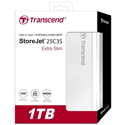 Transcend HDD externe Festplatte StoreJet 25C3 2,5 Zoll 1TB USB Typ C silber externe HDD-Festplatte