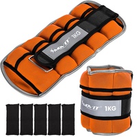 MOVIT 2er Set Gewichtsmanschetten Neopren mit Reflektoren, verstellbare Gewichte, 2x 1,0kg, orange