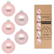 Holly & Jolly 20 Weihnachtskugeln 6cm Glas Christbaumkugeln Weihnachtsbaumkugeln Set rosa Mix