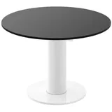 Design Esstisch Tisch HES-111 rund oval Hochglanz ausziehbar 100-148cm, Farbe:Schwarz Hochglanz - Weiß Hochglanz