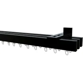 INDEKO Gardinenstange INDEKO "Bern", schwarz, L:120cm, Aluminium, Gardinenstangen, Innenlauf Komplett-Set inkl. Gleitern und Montagematerial