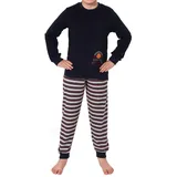 Normann Pyjama Jungen Frottee langarm Schlafanzug mit Bündchen und Basketball-Motiv grau 152