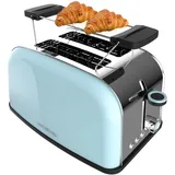 Cecotec Vertikaler Toaster Toastin' time 850 Blue, 850W, Doppelter Kurzschlitz und breiter Schlitz 3,8 cm, Obere Stäbe, Edelstahl, Automatische Abschaltung und Pop-up-Funktion, Krümelablage