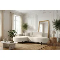 WFL GROUP Ecksofa Hana Loft 3-Sitzer Ecke Links Boucle Creme 241/80/168 cm