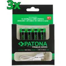 PATONA 12x PATONA Premium USB-C 4x AA Akkus Lithium 1.5V 3000mWh (3x 4er Blister)