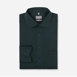 Olymp Businesshemd OLYMP "OLYMP Luxor, comfort fit, New Kent", Herren, Gr. 45, Normaler Arm, grün, 100% Baumwolle, Hemden