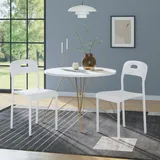GarveeMore Modern & Stapelbar – Esszimmerstuhl Kunststoff mit Metallbeinen, ergonomische Rückenlehne, Weiß, 2er Set