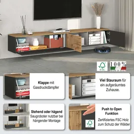 OTTO home ISEO Lowboard 200 cm Grau Holzwerkstoff