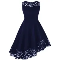 Lazzboy Asymmetrische Oansatz ärmelloses Kleid 1950er Rockabilly Kleider Damen Retro Spitzenkleid Cocktailkleid Abendkleid(Blau,5XL) - 5XL