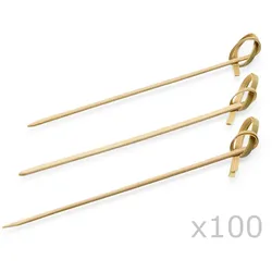 Holzspieße mit Knoten 10,5cm &quot;PARTY PICKER&quot; - 100er Beutel - Bambus