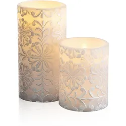 PAULEEN LED Dekolicht "LED-Kerze, Wachskerze Little Lilac Candle, 2er Set", weiß (weiß, flieder), Ø:7,8cm, Lampen