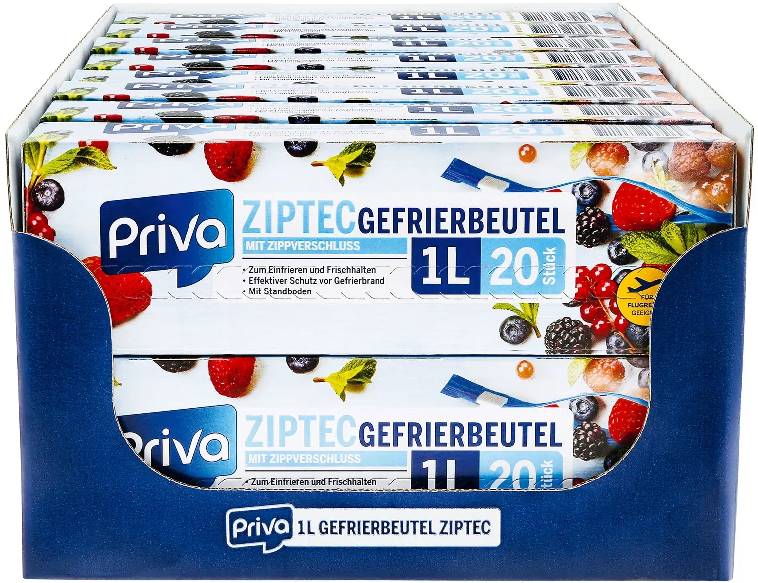 Priva Gefrier-Allzweckbeutel Ziptec 20 x 1 Liter, 16er Pack