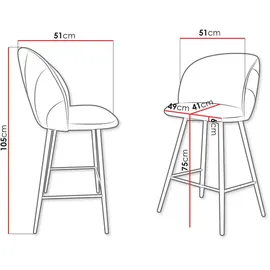 Mirjan24 Barhocker, Hellgrau, Textil, 1-Sitzer, 51x105x51 cm, Esszimmer, Barmöbel, Barhocker