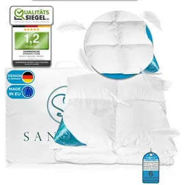 Sandaro Home Daunenbettdecke 135x200 cm, 1100 gr, Natur-Daunen Ganzjahresdecke, Füllung: 70% Daunen/ 30% Federn, Bezug: Baumwolle, Allergiker geeignet weiß