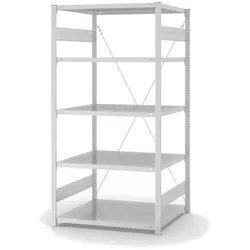 PROREGAL Lebensmittel-Fachbodenregal Stecksystem T-Profil | HxBxT 200x100x80cm | 5 Ebenen | Fachlast 130kg | Hygienische Beschichtung | Weiß Stahl