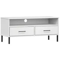 Furnicato TV-Schrank OSLO mit Metallbeinen Weiß Massivholz Kiefer