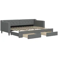 VidaXL Tagesbett Ausziehbar mit Schubladen Dunkelgrau 80x200 cm Stoff1886850