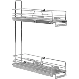 vidaXL 2-stufiger Ausziehbarer Küchen-Drahtkorb Silbern 47x15x54,5 cm