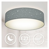 B.K.Licht Deckenleuchte Ø38 cm - Sternenhimmel, Stoffschirm, E27, grau