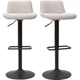 miliboo Barhocker 2er Set drehbar höhenverstellbar Stoff mit strukturiertem Samteffekt 360° Beige