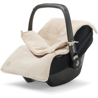 Jollein Fußsack Basic Knit Nougat - Für Babyschale Kinderautositz Gruppe 0+ und Kinderwagen - Für 3-Punkt- und 5-Punkt-Gurt - Strickmuster und Fleece Futter - Beige