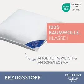 Excellent Kopfkissen »Venedig«, Füllung: weiße neue Federn und Daunen, Klasse I, 85% Federn / 15% Daunen, Bezug: Köper-Inlett, 100% Baumwolle, (Spar-Set, 2 St., 2 Kopfkissen), Kopfkissen 40x40, 40x80, 80x80, allergiker geeignet (Hausstaub)