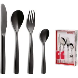Comas Besteck-Set BARCELONA Schwarz 24 Stück BCN SATIN Black),