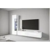 INOSIGN Wohnwand Kenia, Vitrine Türanschlag links/rechts wechselbar, (Komplett-Set, 2-St), Vitrine mit Eckverglasung, hängend und stehend montierbar weiß