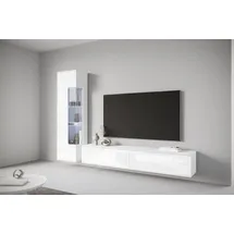 INOSIGN Wohnwand Kenia, Vitrine Türanschlag links/rechts wechselbar, (Komplett-Set, 2-St), Vitrine mit Eckverglasung, hängend und stehend montierbar weiß