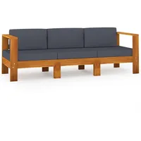 vidaXL 3-Sitzer-Gartensofa mit Dunkelgrauen Auflagen Massivholz Akazie